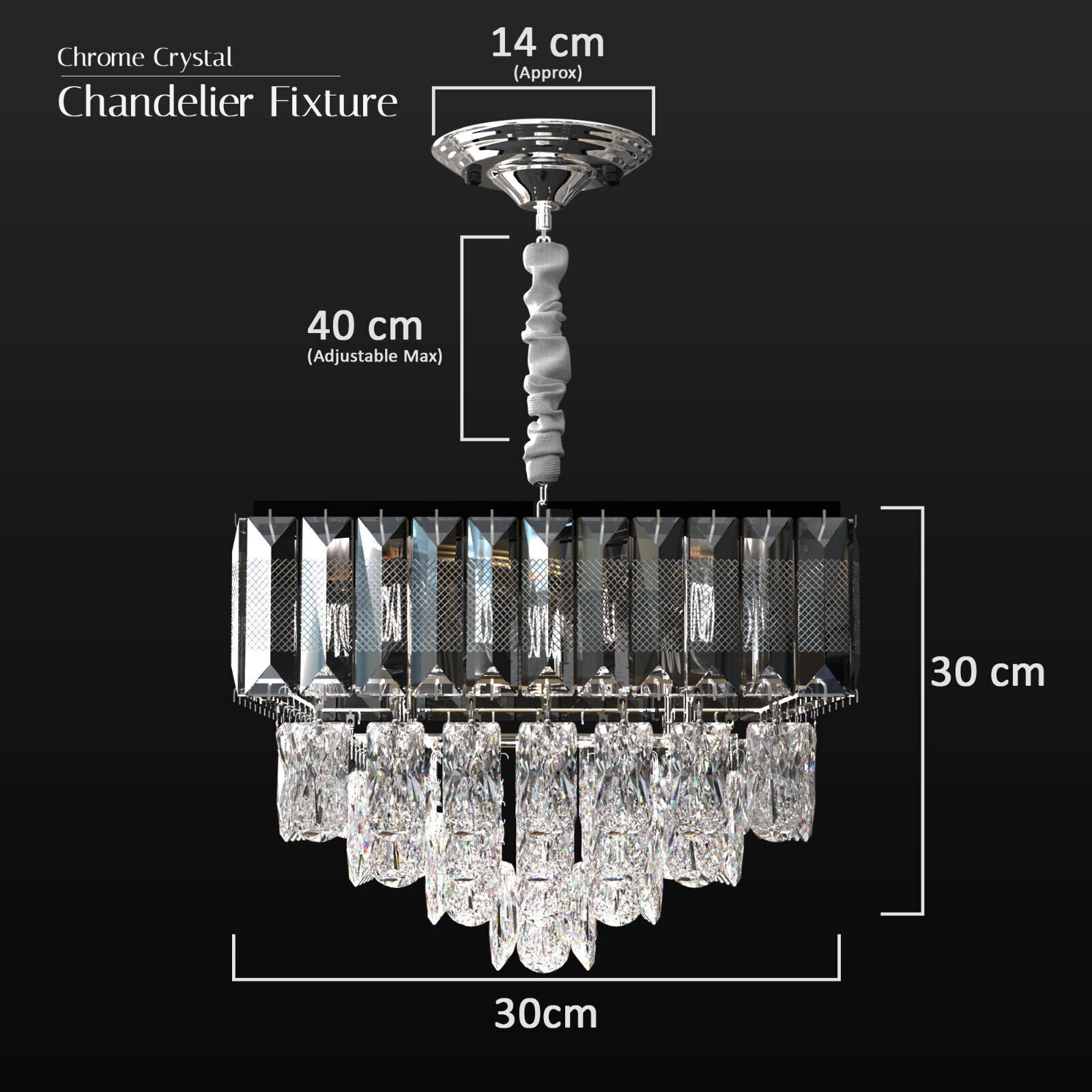 Crystal Glass Rectangular Layer Chandelier 