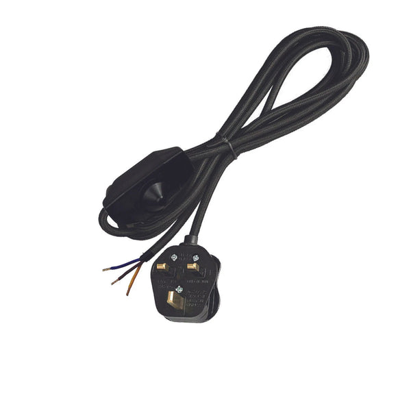 Vintage Plug-In Pendant Kit E27 Dimmable Fabric Cord ~2177 – Black / 4m / Not Required