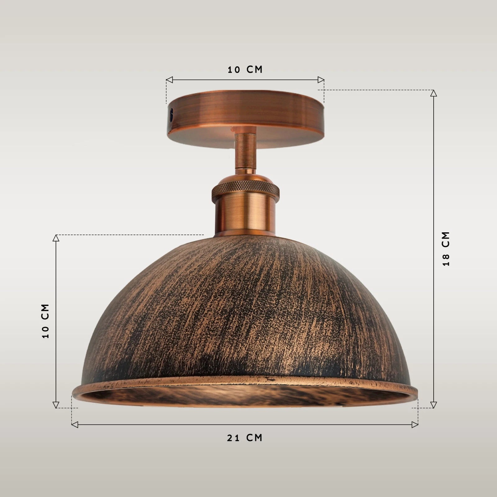 Retro Antique Dome Light Brushed Copper Vintage Retro Flush Mount