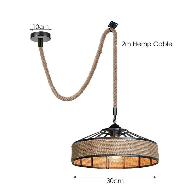 Hemp Rope Iron Pendant Ceiling 