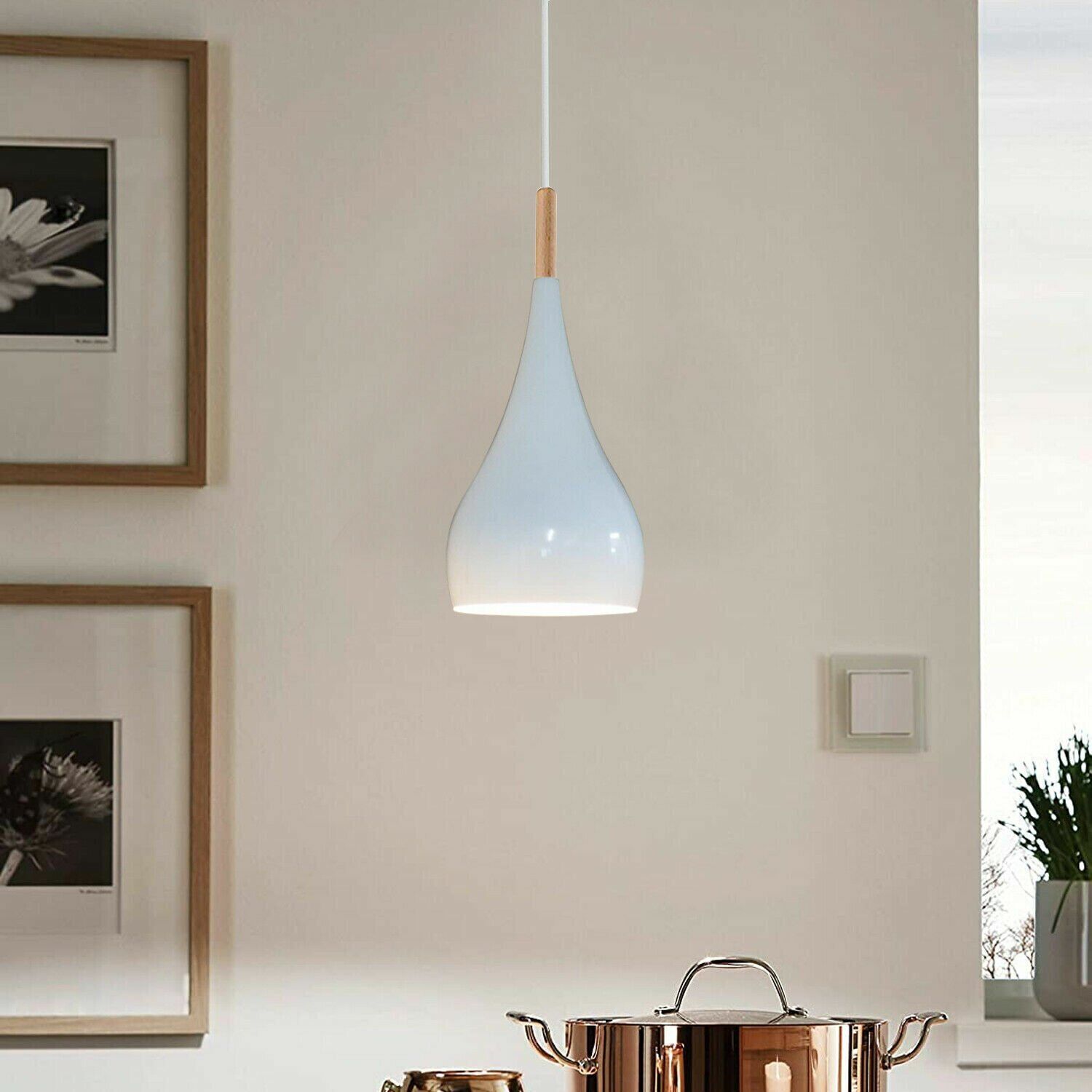 White ceiling single pendant light Kitchen island Light