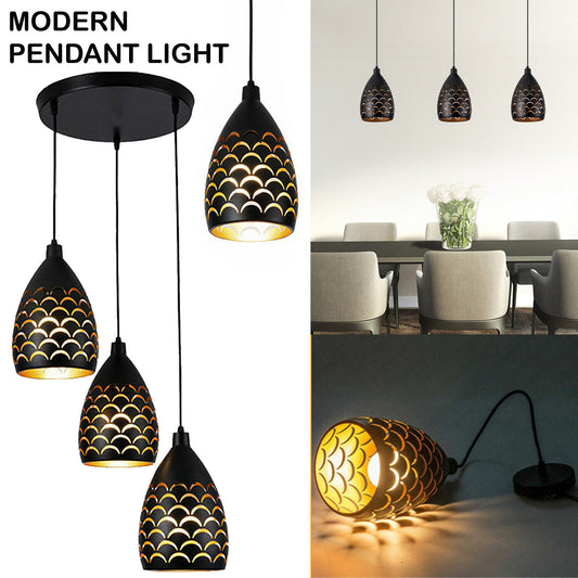 Pendant Cluster Light Fitting Lights Black Cage Style New~2551