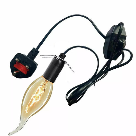 Vintage Plug In Lamp Cord with Dimmer and Butterfly Clip E14 ~6189