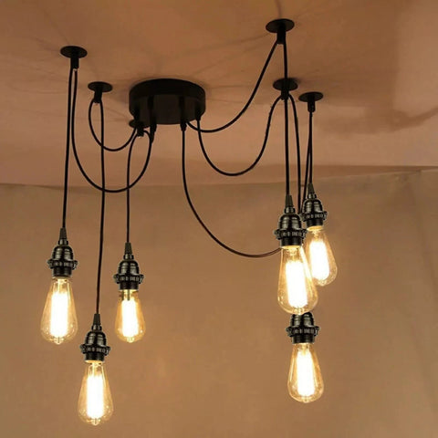 Industrial Black Spider Pendant | 6 Way Ceiling Fixture~1775