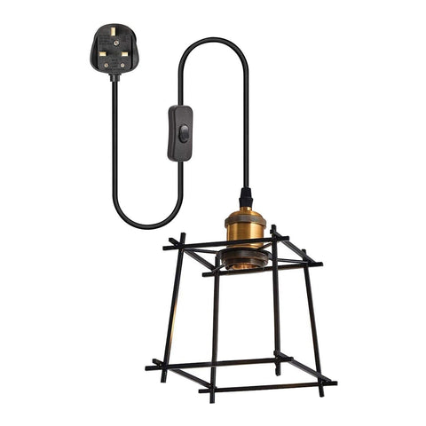 Vintage Industrial 4m Plug in Pendant Light Retro Loft Style Metal Cage Shade Lamp~6253