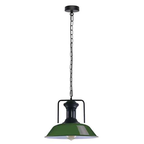 Easy Fit E27 Metal Chain Pendant Light Fixture Dimmable ~6786 – Green / Yes