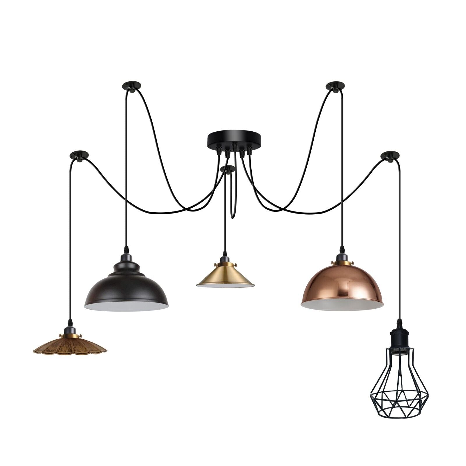 Vintage Ceiling Pendant Light Lamp Shade Industrial Chandelier Spider Lamp~4463