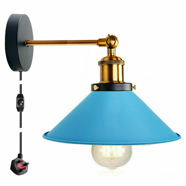 Vintage Metal Retro Modern Plug In Wall Sconce Light Fitting ~ 5368 – No / Blue