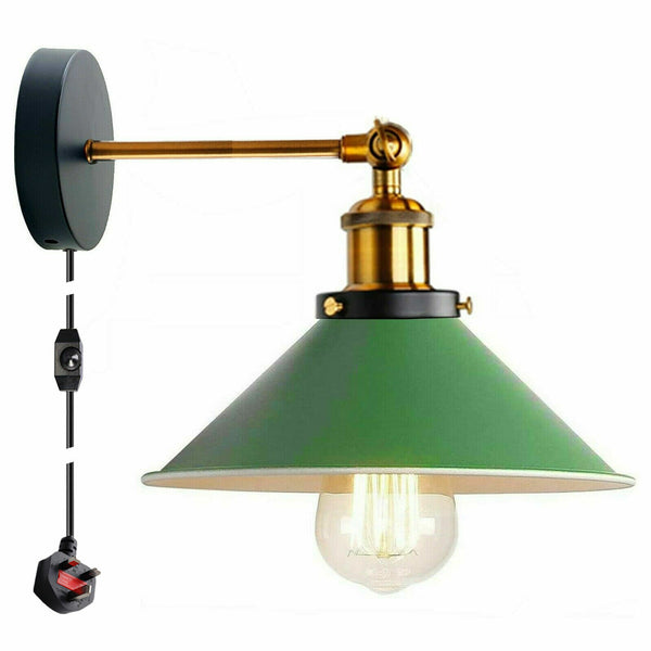 Vintage Metal Retro Modern Plug In Wall Sconce Light Fitting ~ 5368 – Yes / Green