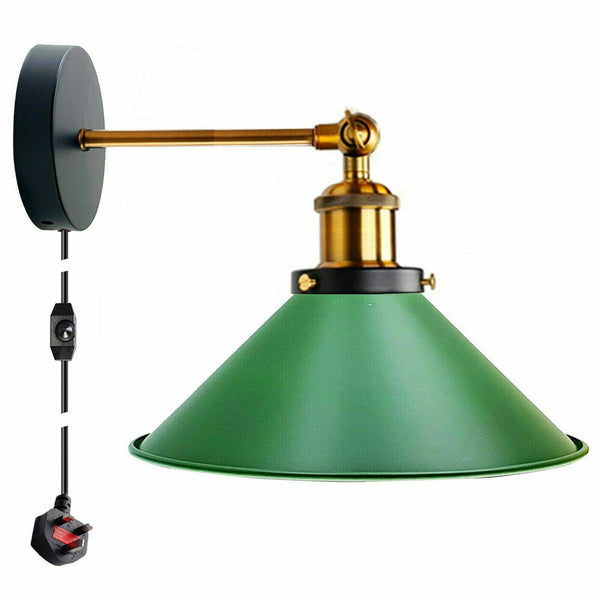 Vintage Metal Retro Modern Plug In Wall Sconce Light Fitting ~ 5368 – No / Green