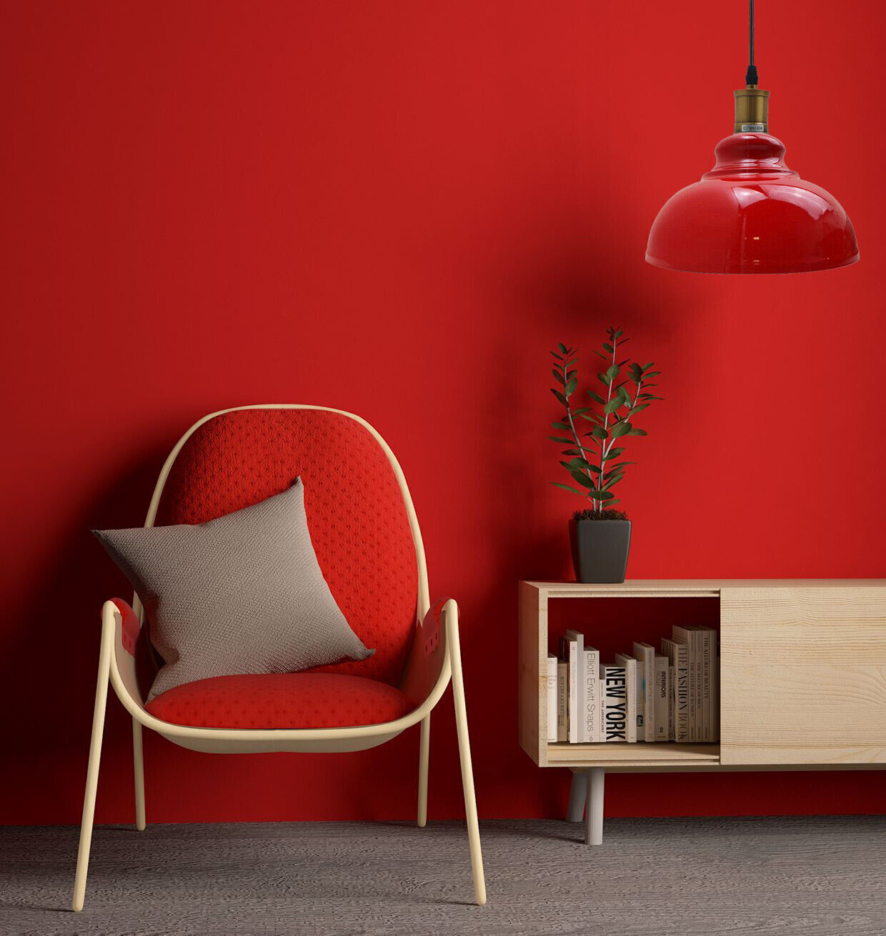 red dome ceiling Hanging Light in Foyer Study room 