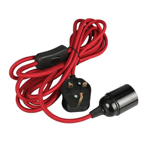 4m Fabric Flex Cable UK Rose Gold color Plug In Pendant Lamp Light Set E27 Bulb Holder+ switch~3753