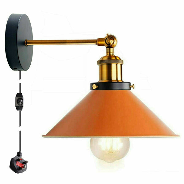 Vintage Metal Retro Modern Plug In Wall Sconce Light Fitting ~ 5368 – No / Orange