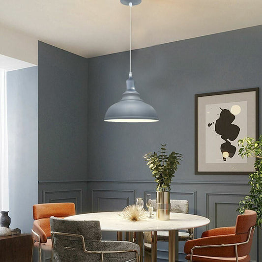 Gray Colour Single Pendant Light above Dining Table