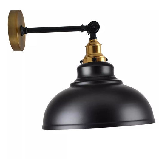 Vintage industriële metalen plafond hanglamp met gele messing kap, moderne retrostijl ~ 2542
