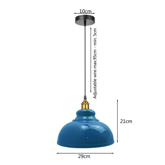 Blue shade ceiling pendant light - size image