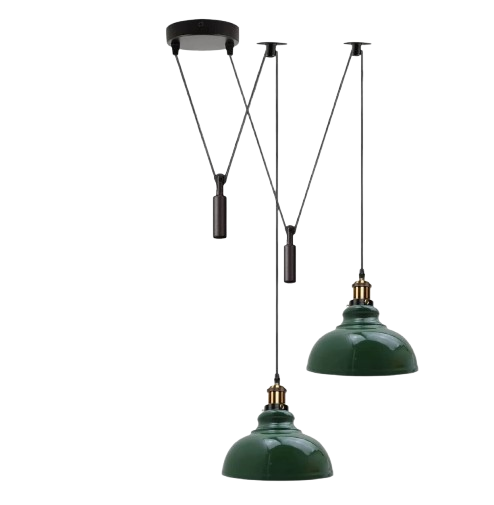 2 Head Ceiling Pendant Spider Light, 29cm Metal ~6147 – Green / Yes