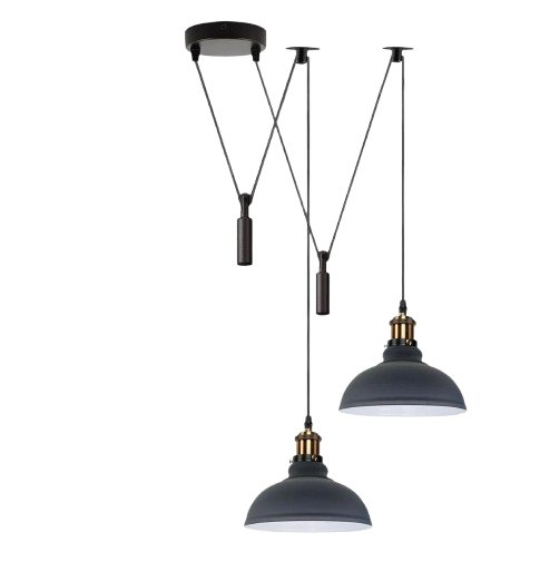 2 Head Ceiling Pendant Spider Light, 29cm Metal ~6147 – Grey / Yes