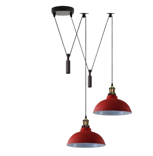 2 Head Ceiling Pendant Spider Light, 29cm Metal ~6147 – Matta Red / Yes