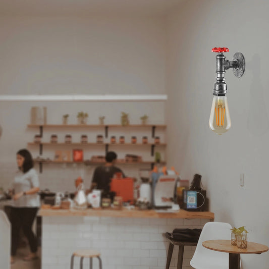 Vintage Brushed Silver Water Pipe Wall Sconce Light Holder with Wheel~2071