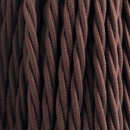 2 Core 5m Twisted Vintage Fabric Cable Flex Dark Brown Electric Wire