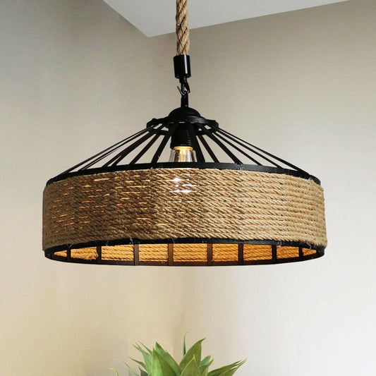 Industrial Hemp Rope Pendant Ceiling Light with FREE BULB~5082