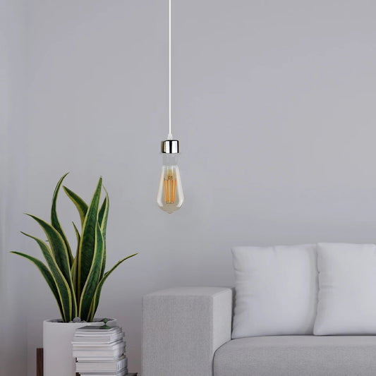 2Pack Chrome Pendant Light ,E27 Lamp Holder Ceiling Hanging Light,PVC Cable~4233