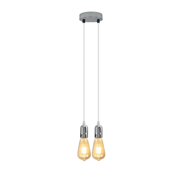 Vintage E27 Metal 2 head Ceiling Pendant Light Fitting~5663 – Yes / Chrome