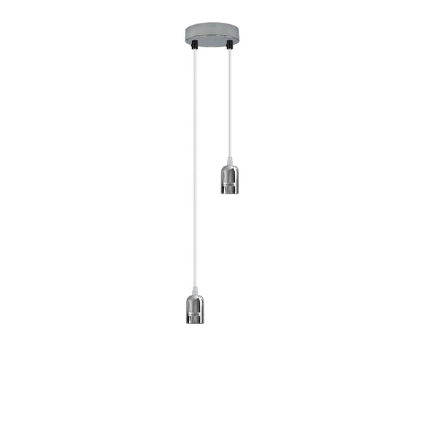 Vintage E27 Metal 2 head Ceiling Pendant Light Fitting~5663 – No / Chrome