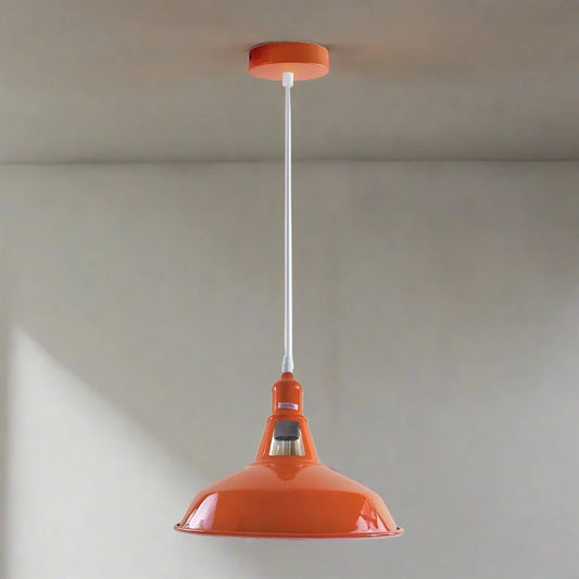 Kitchen Pendant Light Shade Orange Metal 