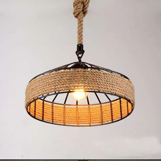 Industrial Hemp Rope Pendant Ceiling Light Retro Lamp~5082