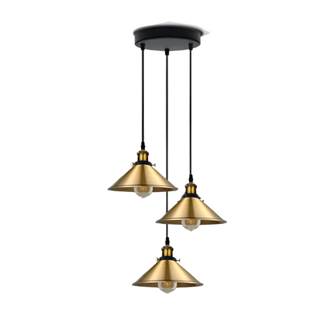 Industrial Vintage Metal Pendant Light Shade Chandelier Retro Ceiling Yellow Brass LampShade~3860