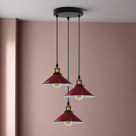 Industrial Vintage Metal Pendant Light Shade Chandelier Retro Ceiling Burgundy LampShade~3855