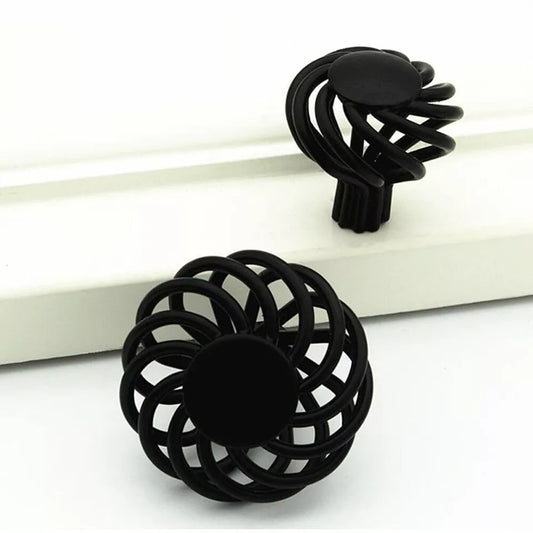 Black Stylish Bird Cage Cupboard Drawer Door Knob Pulls ~2417