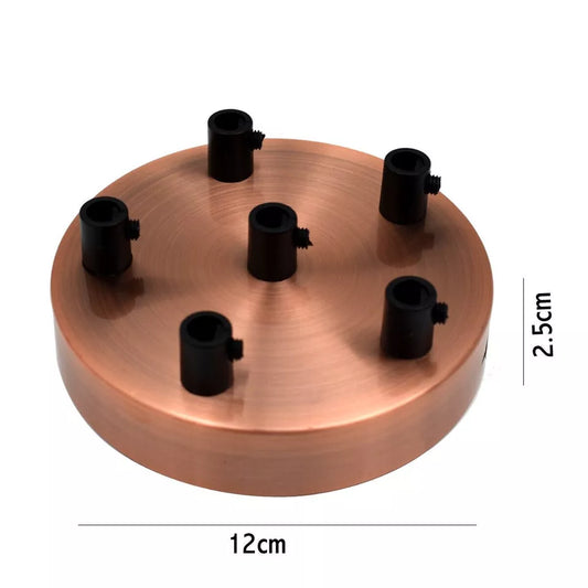 Multi Outlet 6 Hole Copper Ceiling Rose Black Drop Pendant 120x25mm~2878