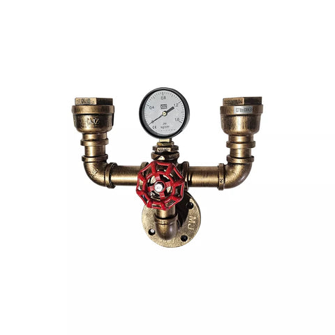 Industriële metalen rustieke dubbele waterpijp wandlamp ~5534