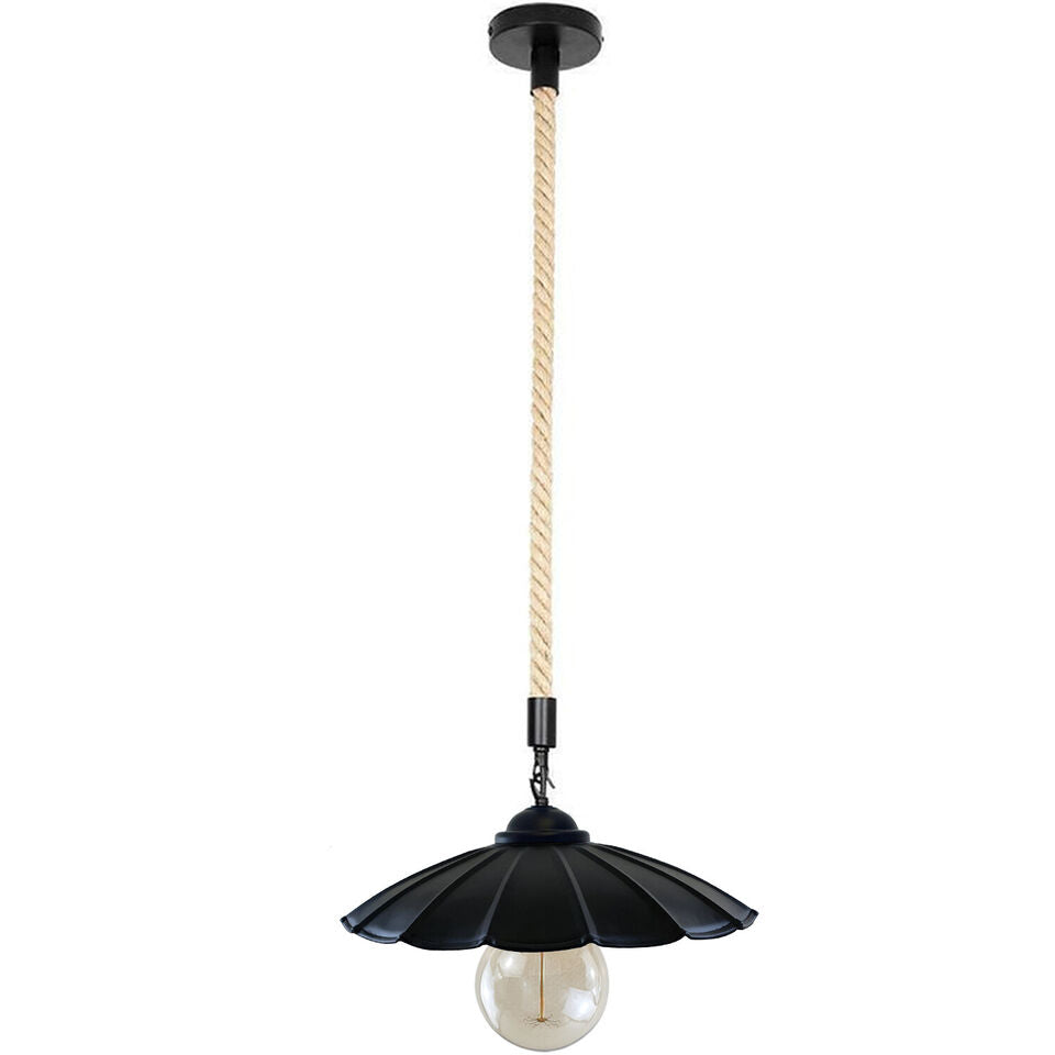 Black colour Hemp Rope Iron Pendant Lights 