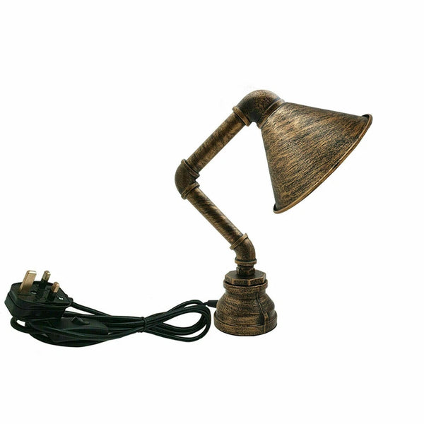 Retro Industrial Steampunk Water Pipe Table Lamp E27~2260 – Brushed Copper
