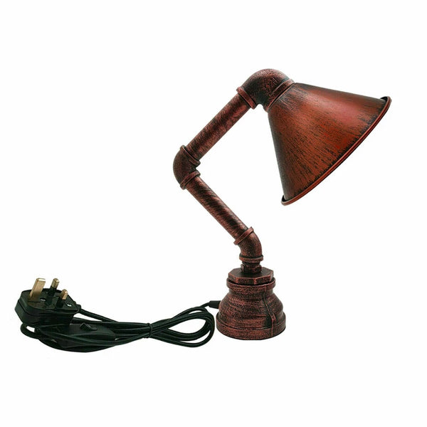Retro Industrial Steampunk Water Pipe Table Lamp E27~2260 – Rustic Red