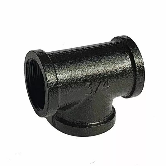 Industrial 3/4 BSP Malleable Iron Pipe Black Painted T Connector~4528