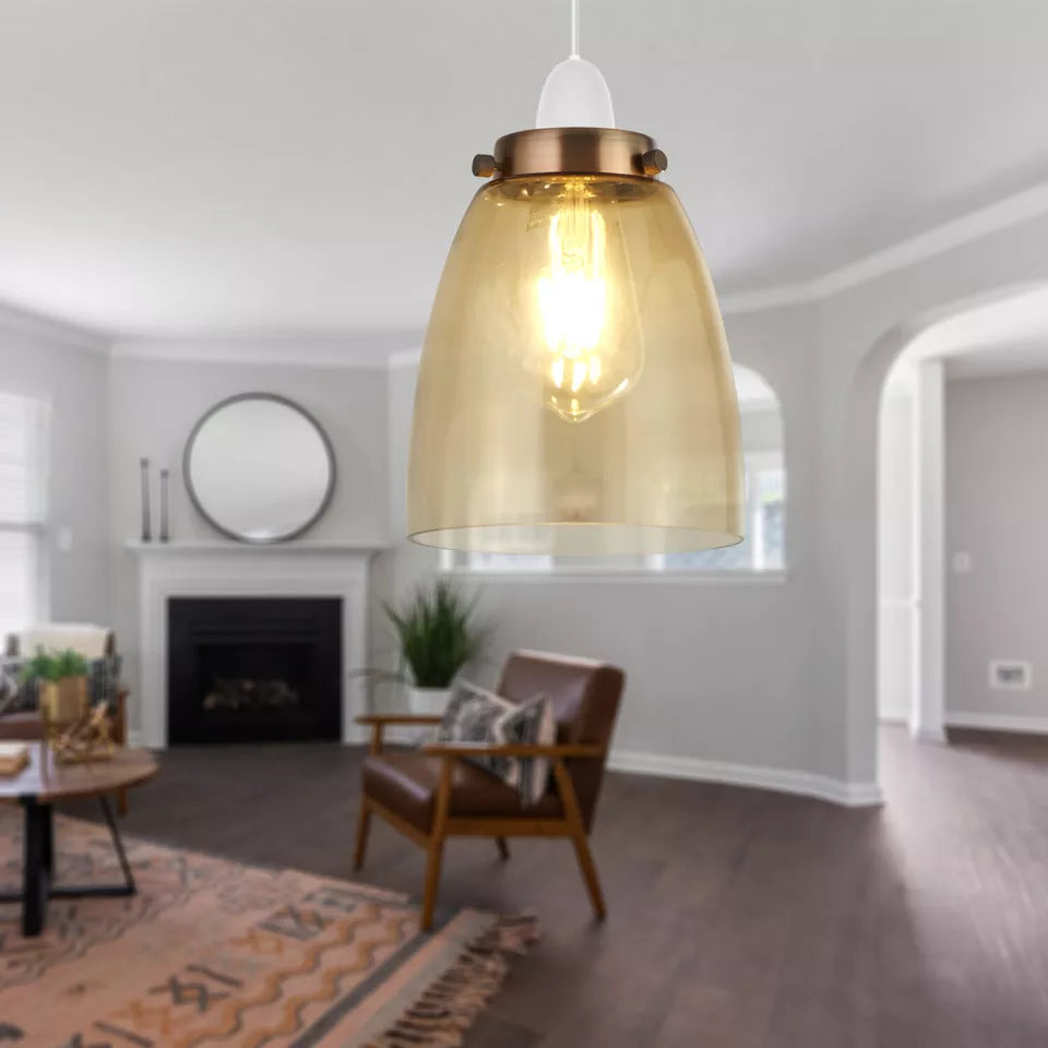 Vintage Style Amber Glass Pendant Light Lampshade – LEDSone UK Ltd