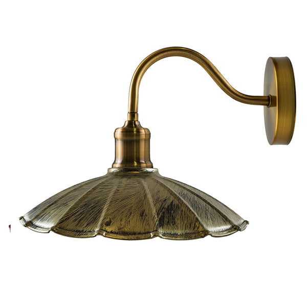 Industrial Umbrella Wall Sconce Brushed Copper Scalloped Art Deco Fitting~1499 – Brushed Barss
