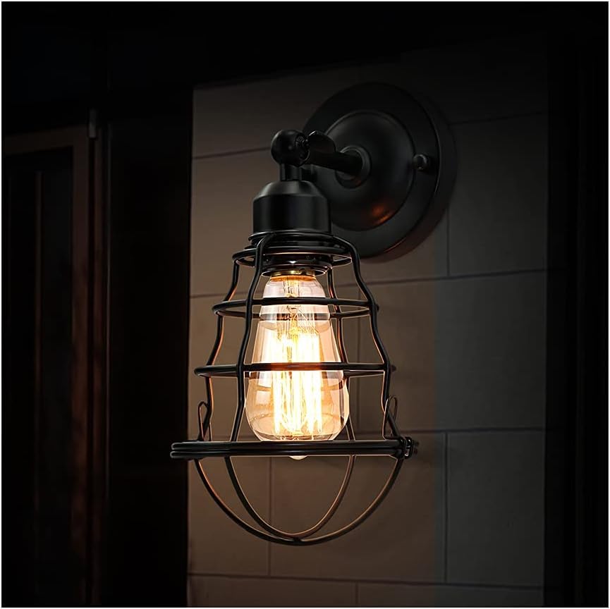 single adjustable wall sconce with bulb, 1 pack industrial E27 lamp, adjustable vintage wall light kit, complete metal wall sconce