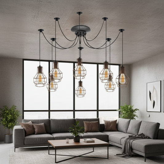 Modern living room spider light pendant.