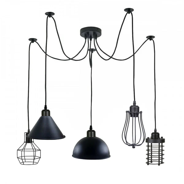 5 Way Vintage Ceiling Spider Hanging Lights 2M ~6104 – 5 Outlet Type 2 / Without Bulbs