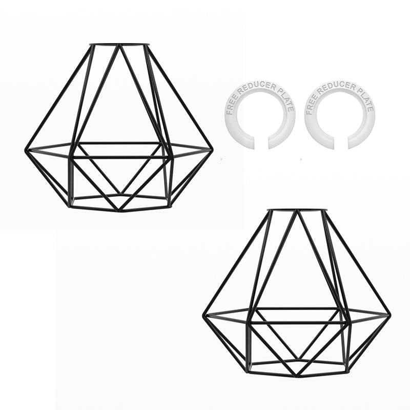 Modern Geometric diamond metal Wire lamp shade-2 Pack