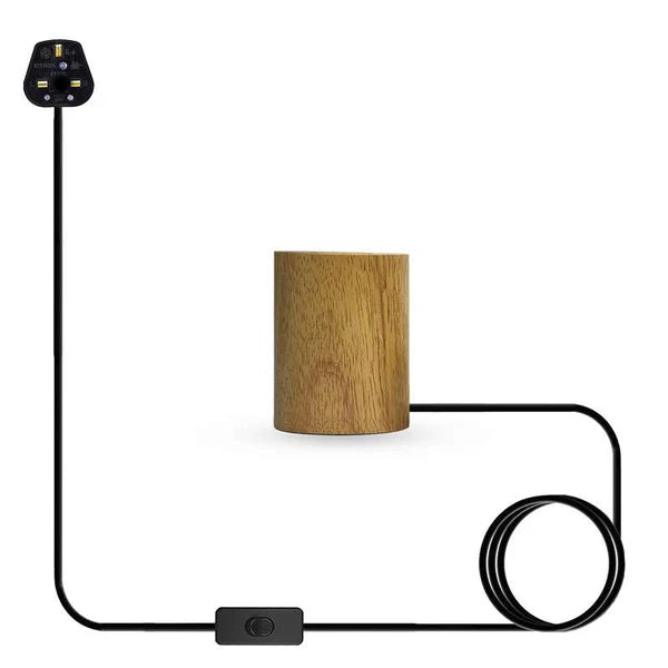 Houten voetlamp Plug-in tafellamp ~4557 – Ronde / Zonder lamp / 1 pak