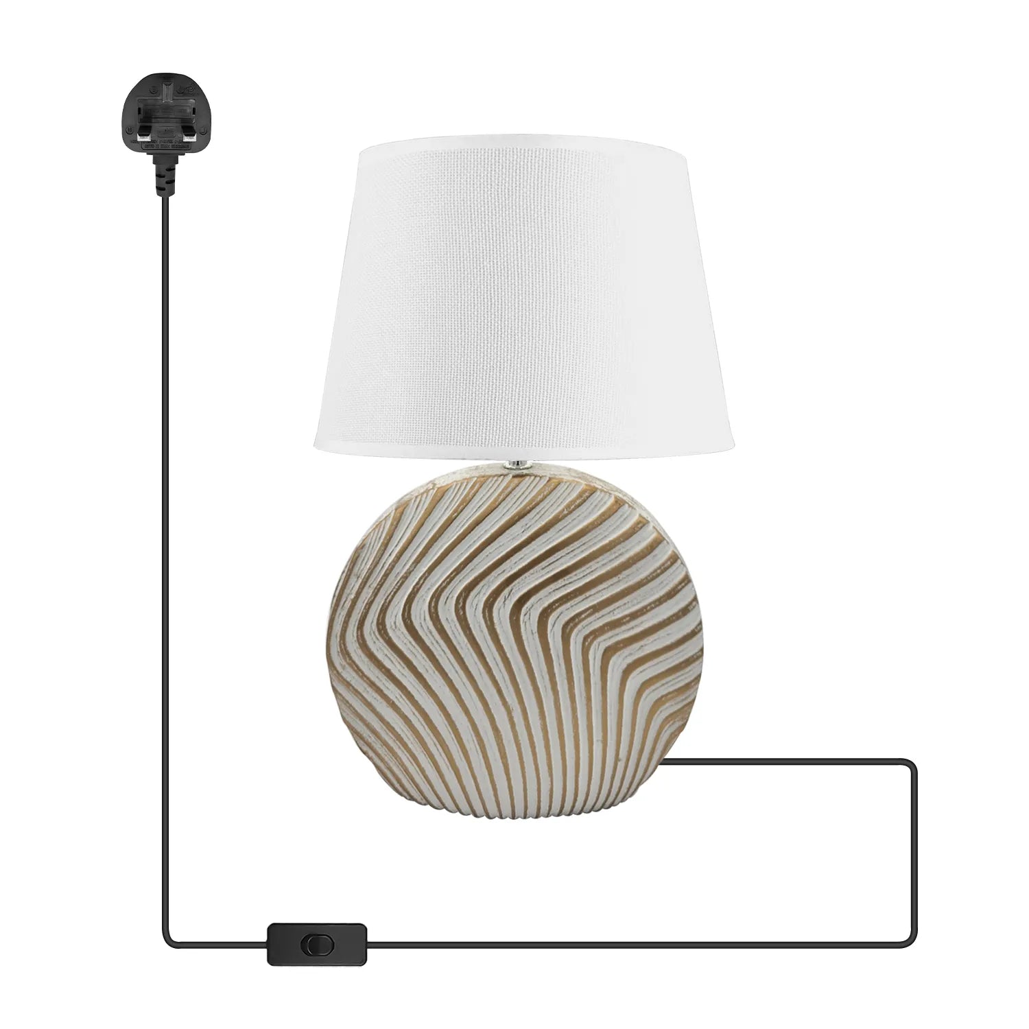 On/ Off Switch Fabric Shade table Lamp Plug in Light