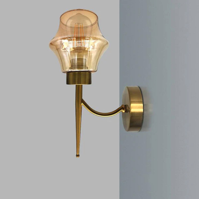 amber glass wall light copper plating wall lamp