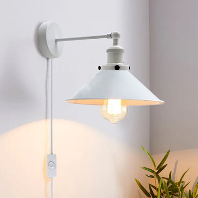 Modern White Plug-In Wall Sconce with Lamp Shade ~1279